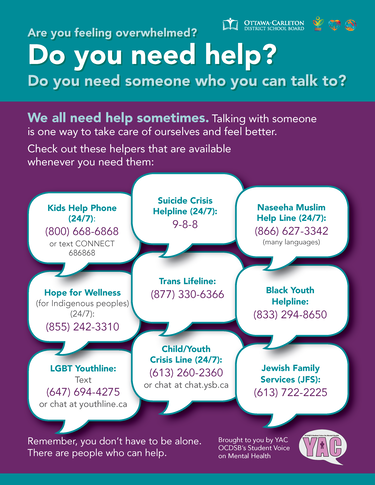 Crisis Poster: Elementary Resources and Phone Numbers