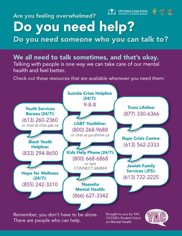 Crisis Poster: Secondary Resources and Phone Numbers