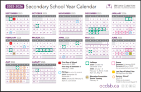 Grade 9 - 12 School Year Calendar